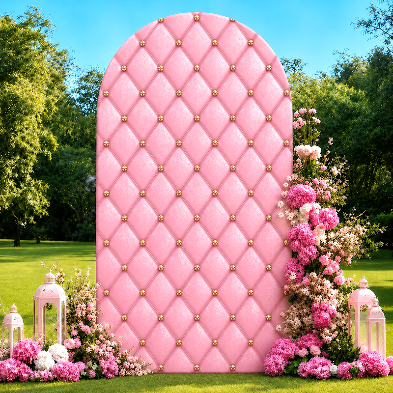 Luxury Lifestyle Photography - Luxury Pink Quilted Arch Backdrop Cover