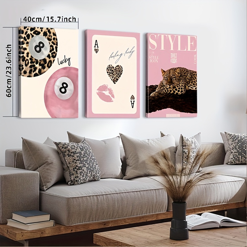 3pcs Leopard Cheetah Canvas Wa - Luxury Lifestyle Photography recension och pris