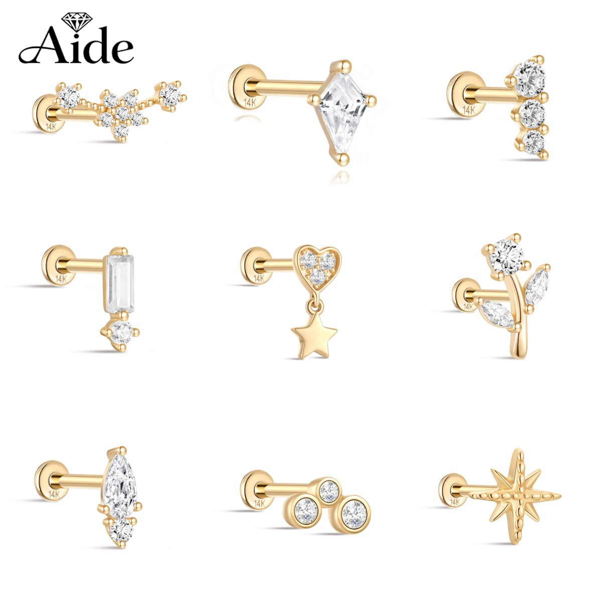 AIDE 14K Solid Gold Geometric  - Luxury Lifestyle Photography recension och pris